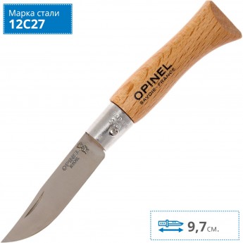 Нож OPINEL №3, нержавеющая сталь, рукоять из бука 001071 Нож OPINEL №3, нержавеющая сталь, рукоять из бука 001071