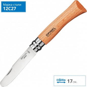 Нож OPINEL №7 MY FIRST OPINEL, дерево, лакированная рукоять, блистер 001221 Нож OPINEL №7 MY FIRST OPINEL, дерево, лакированная рукоять, блистер 001221