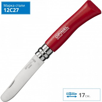 Нож OPINEL №7 MY FIRST OPINEL, красный, блистер 001970 Нож OPINEL №7 MY FIRST OPINEL, красный, блистер 001970
