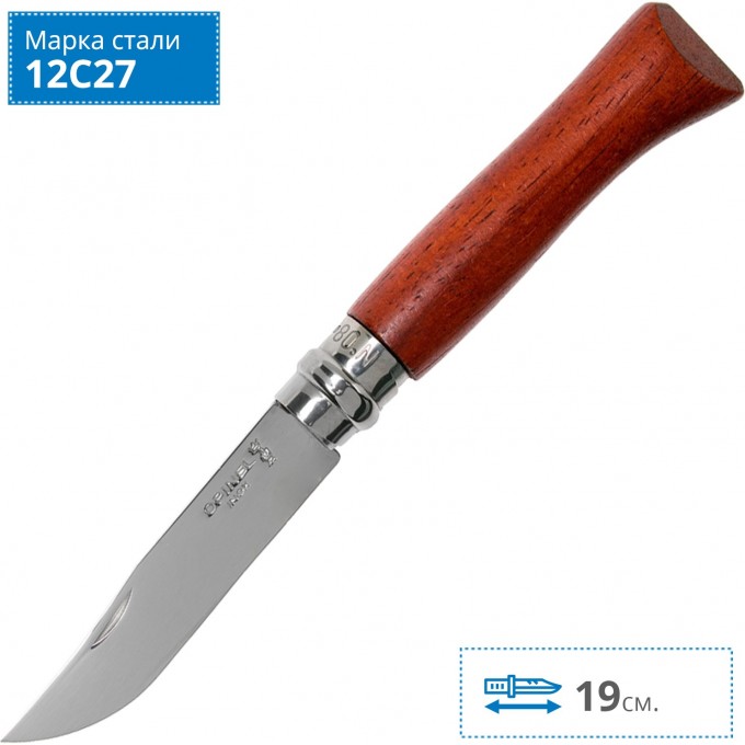 Нож OPINEL №8, нержавеющая сталь, рукоять дерево падук 226086
